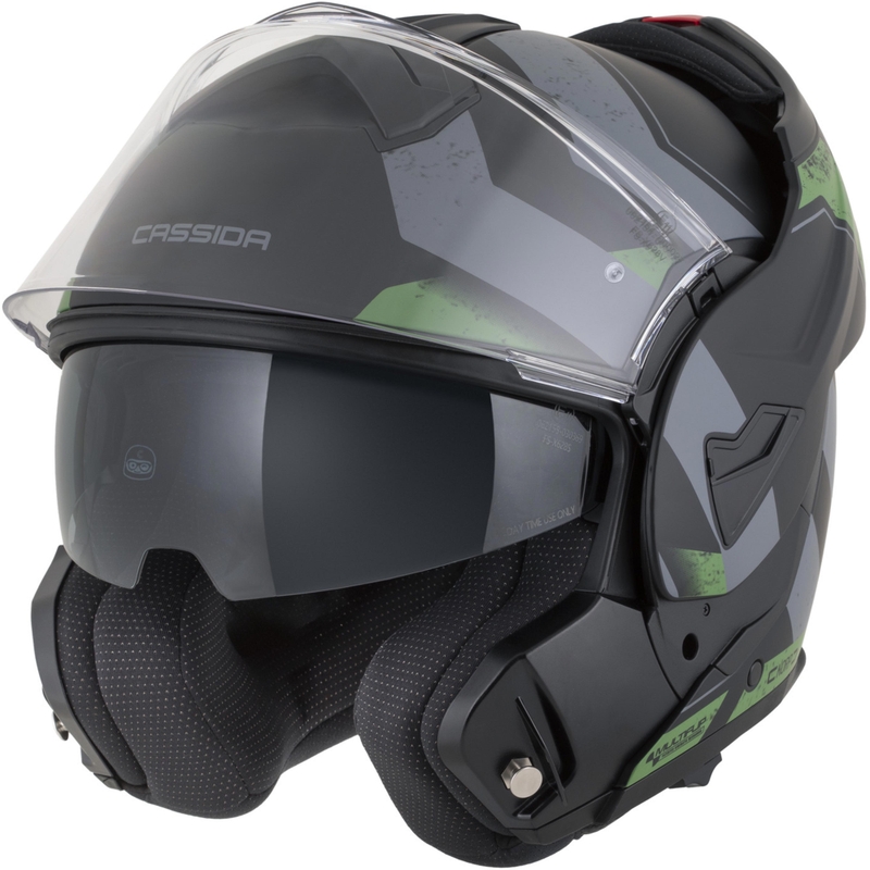 Κράνος μοτοσικλέτας Cassida MultiFlip Korp αναδιπλούμενο ματ μαύρο-πράσινο-γκρι