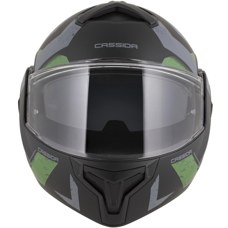 Κράνος μοτοσικλέτας Cassida MultiFlip Korp αναδιπλούμενο ματ μαύρο-πράσινο-γκρι