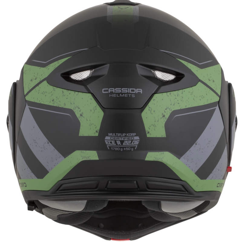 Κράνος μοτοσικλέτας Cassida MultiFlip Korp αναδιπλούμενο ματ μαύρο-πράσινο-γκρι