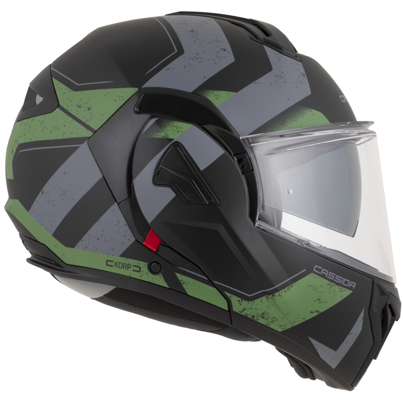 Κράνος μοτοσικλέτας Cassida MultiFlip Korp αναδιπλούμενο ματ μαύρο-πράσινο-γκρι