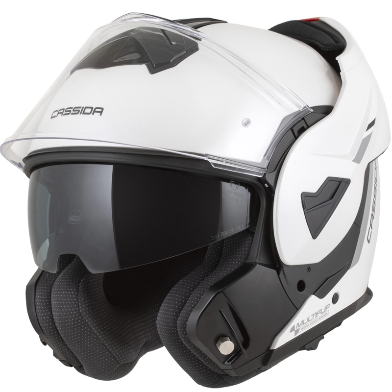 Κράνος μοτοσικλέτας Cassida MultiFlip Solid, αναδιπλούμενο, λευκό-μαύρο, μαργαριταρένιο