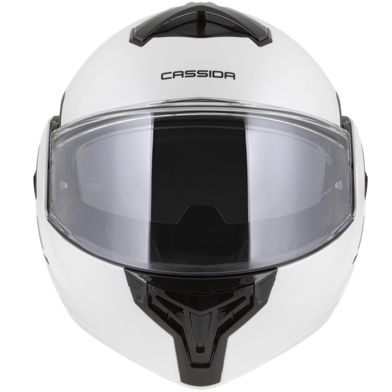Κράνος μοτοσικλέτας Cassida MultiFlip Solid, αναδιπλούμενο, λευκό-μαύρο, μαργαριταρένιο