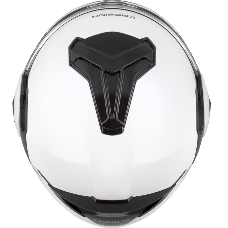 Κράνος μοτοσικλέτας Cassida MultiFlip Solid, αναδιπλούμενο, λευκό-μαύρο, μαργαριταρένιο