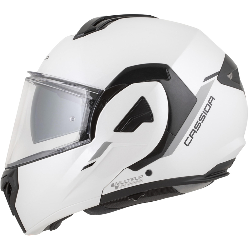 Κράνος μοτοσικλέτας Cassida MultiFlip Solid, αναδιπλούμενο, λευκό-μαύρο, μαργαριταρένιο
