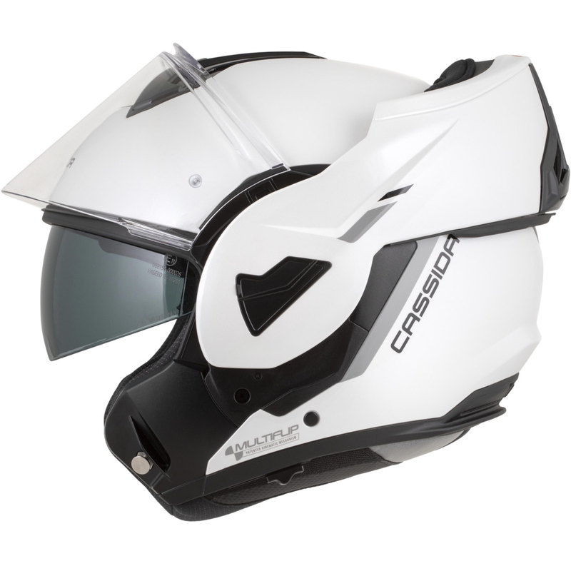 Κράνος μοτοσικλέτας Cassida MultiFlip Solid, αναδιπλούμενο, λευκό-μαύρο, μαργαριταρένιο