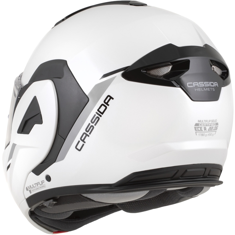 Κράνος μοτοσικλέτας Cassida MultiFlip Solid, αναδιπλούμενο, λευκό-μαύρο, μαργαριταρένιο