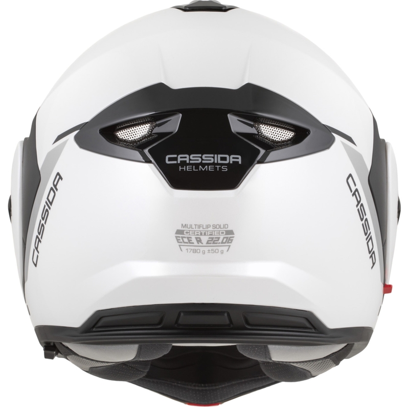 Κράνος μοτοσικλέτας Cassida MultiFlip Solid, αναδιπλούμενο, λευκό-μαύρο, μαργαριταρένιο