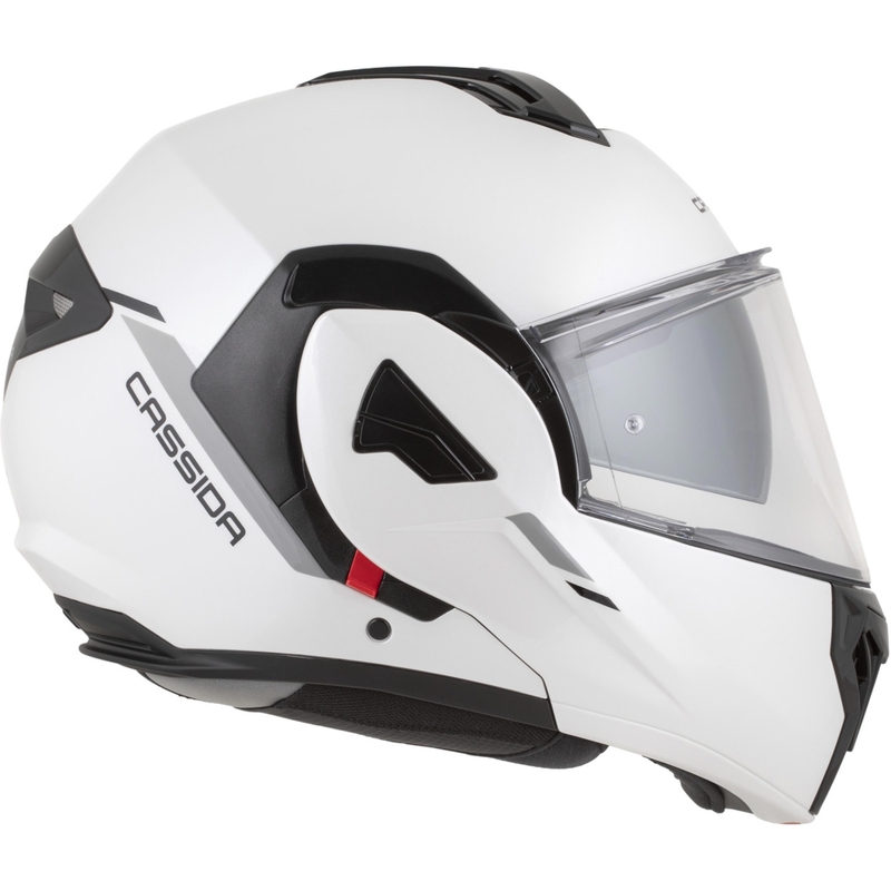 Κράνος μοτοσικλέτας Cassida MultiFlip Solid, αναδιπλούμενο, λευκό-μαύρο, μαργαριταρένιο