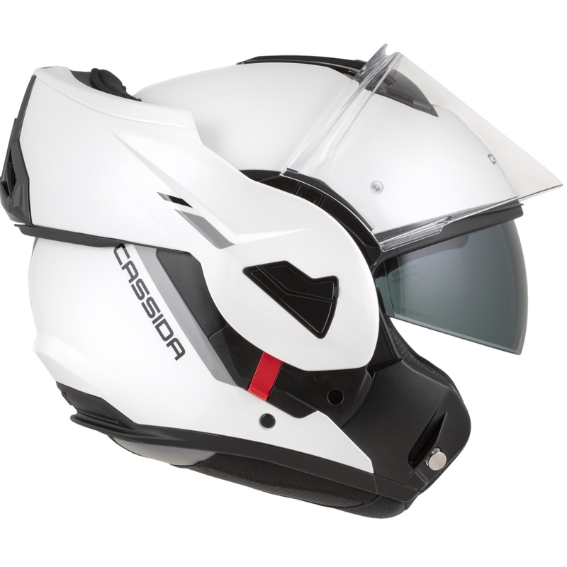 Κράνος μοτοσικλέτας Cassida MultiFlip Solid, αναδιπλούμενο, λευκό-μαύρο, μαργαριταρένιο