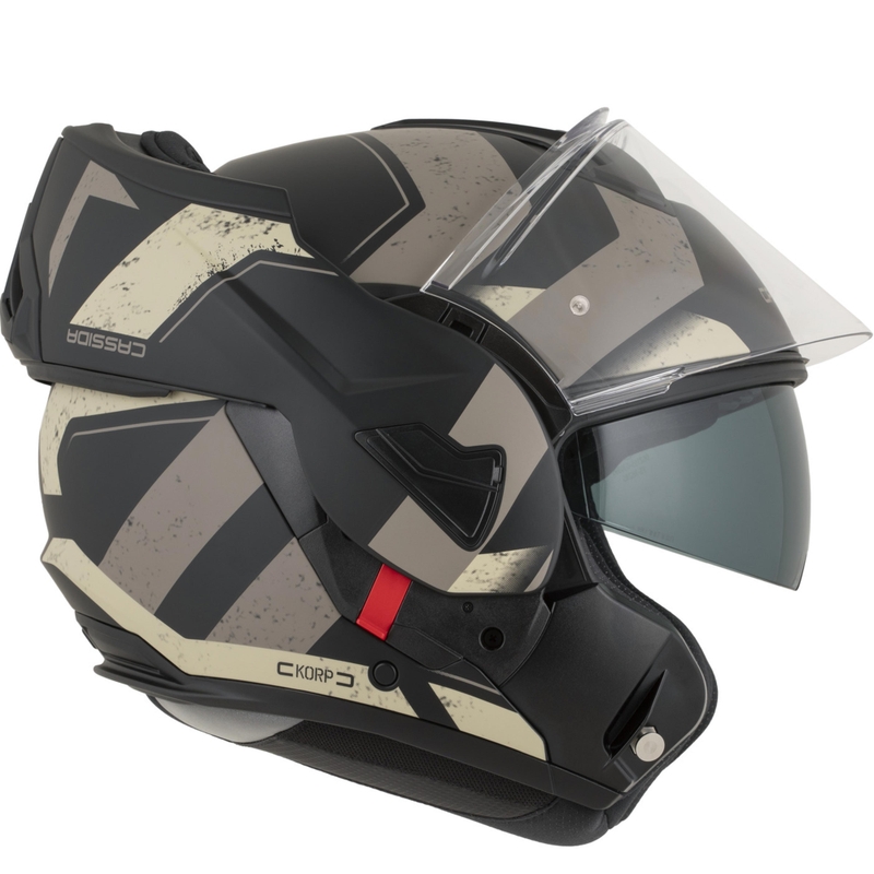 Κράνος μοτοσικλέτας Cassida MultiFlip Korp αναδιπλούμενο σε ματ μαύρο-άμμο-χακί