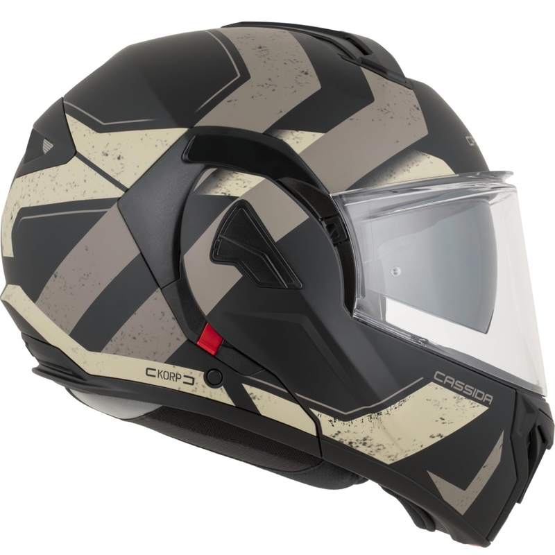 Κράνος μοτοσικλέτας Cassida MultiFlip Korp αναδιπλούμενο σε ματ μαύρο-άμμο-χακί