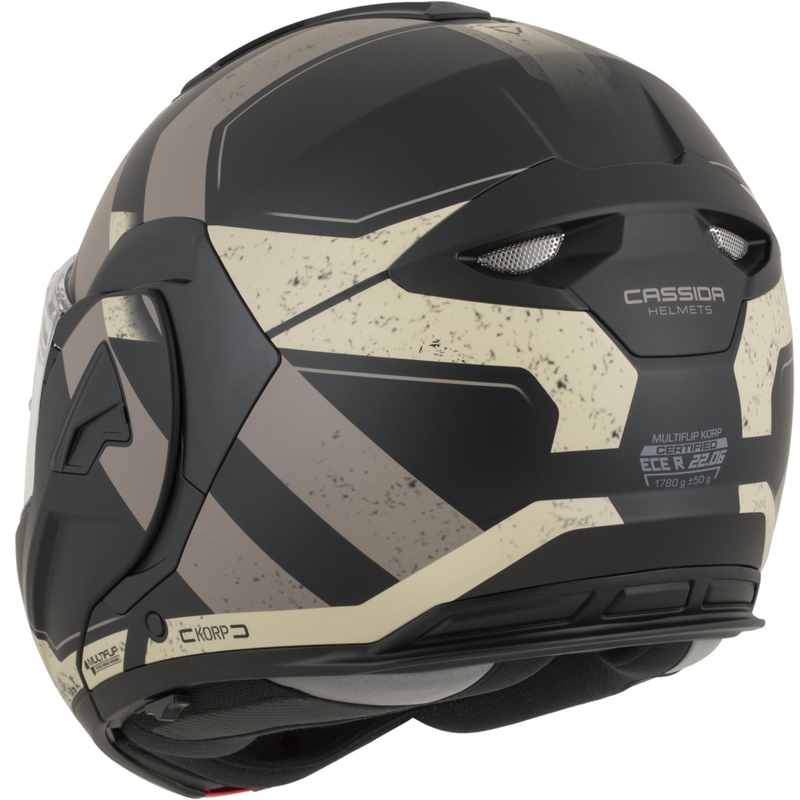 Κράνος μοτοσικλέτας Cassida MultiFlip Korp αναδιπλούμενο σε ματ μαύρο-άμμο-χακί