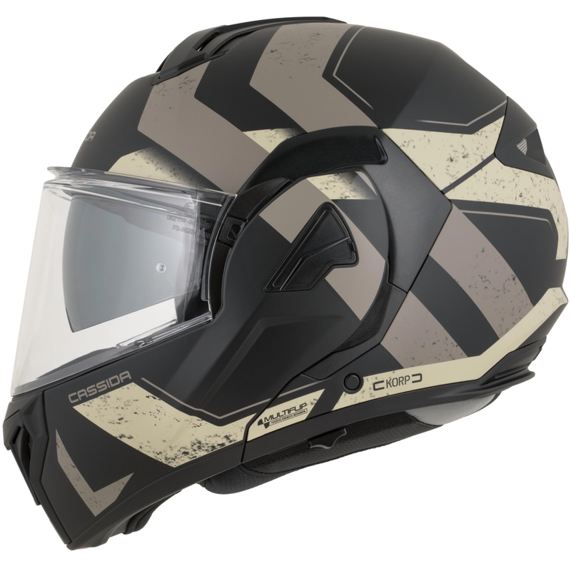 Κράνος μοτοσικλέτας Cassida MultiFlip Korp αναδιπλούμενο σε ματ μαύρο-άμμο-χακί