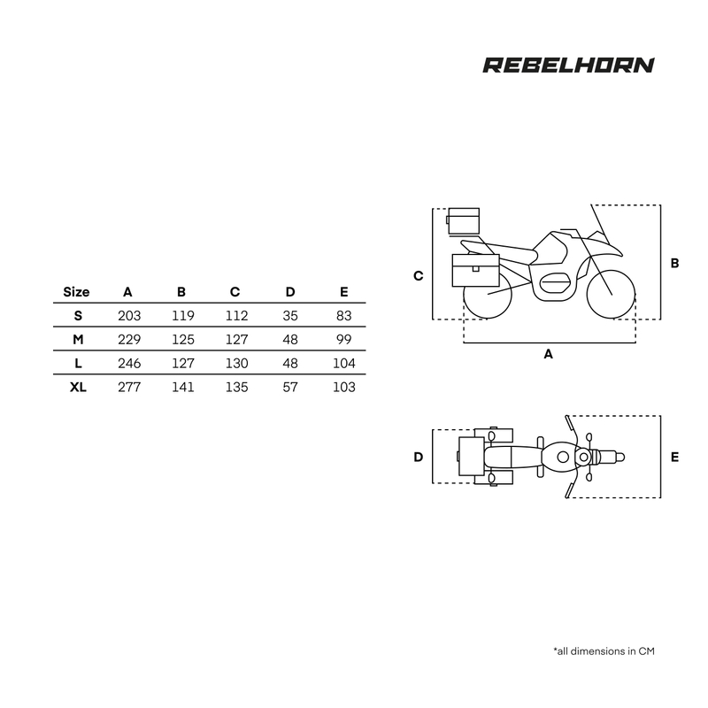 Κάλυμμα μοτοσικλέτας Rebelhorn Shelter με χώρο για πορτμπαγκάζ, μαύρο-ασημί