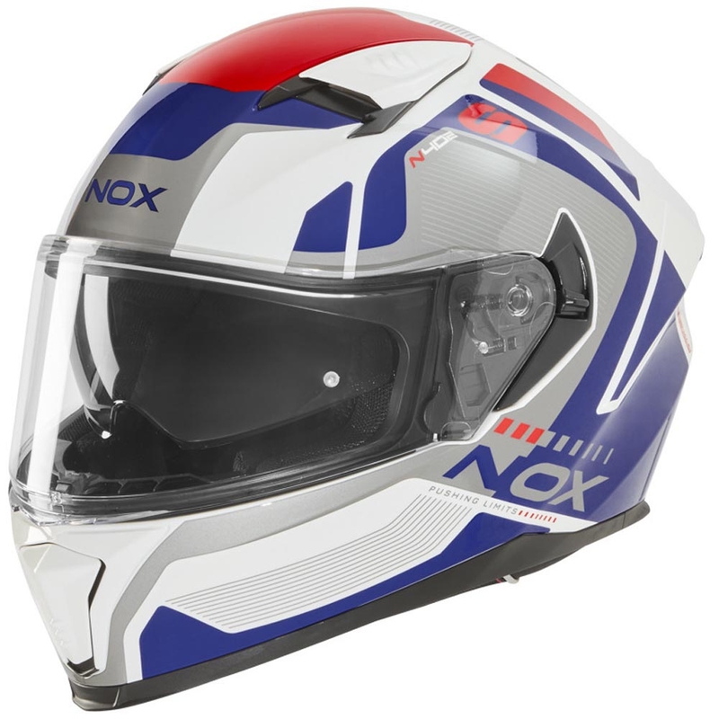 Κράνος μοτοσικλέτας full face NOX N402 Mentor λευκό-μπλε-κόκκινο