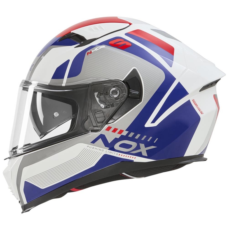 Κράνος μοτοσικλέτας full face NOX N402 Mentor λευκό-μπλε-κόκκινο