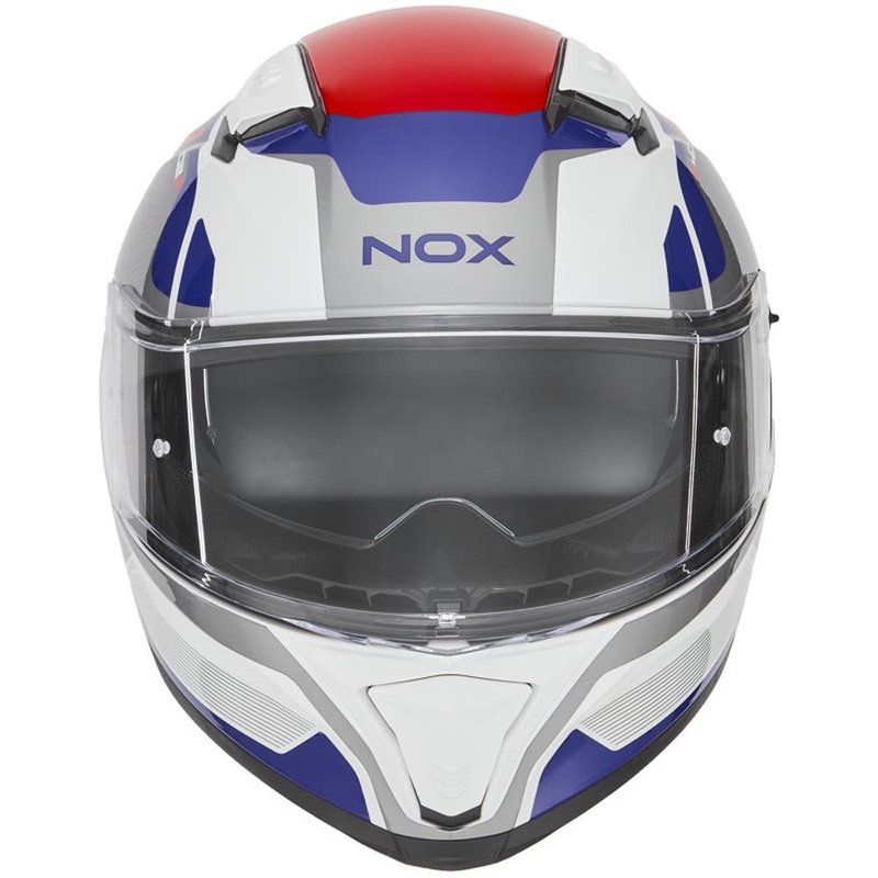 Κράνος μοτοσικλέτας full face NOX N402 Mentor λευκό-μπλε-κόκκινο