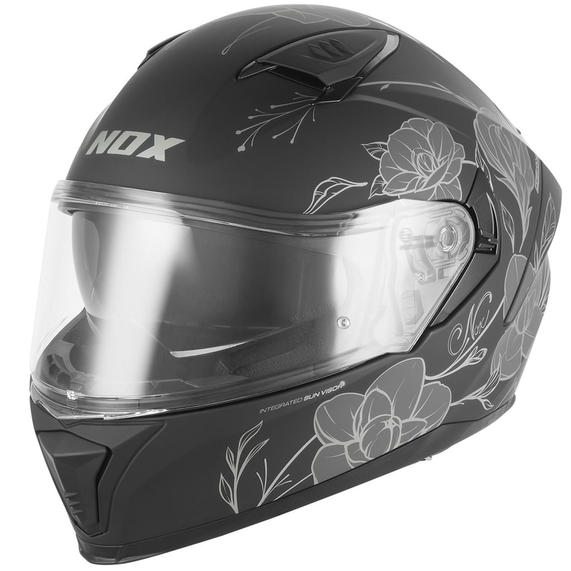 Κράνος μοτοσικλέτας full face NOX N402 Spring ματ μαύρο-ασημί
