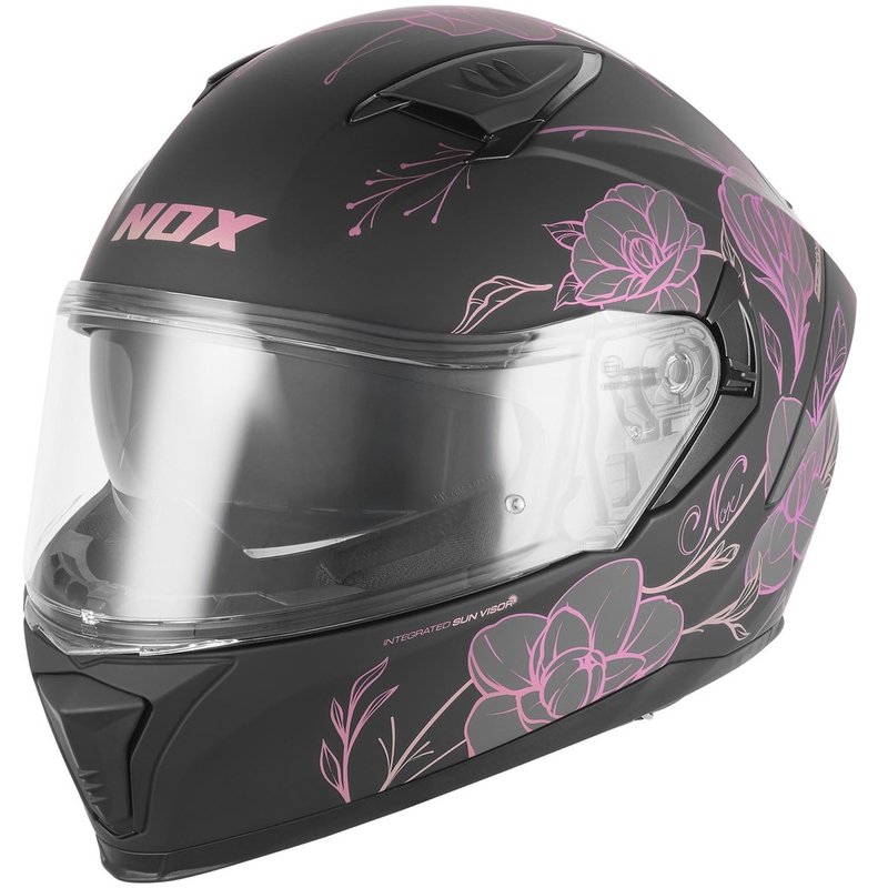 Κράνος μοτοσικλέτας full face NOX N402 Spring ματ μαύρο-ροζ