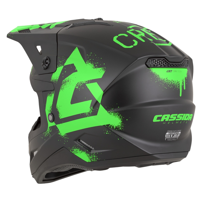 Κράνος μοτοκρός Cassida Cross Cup 2 Crew ματ μαύρο-φλουορ πράσινο