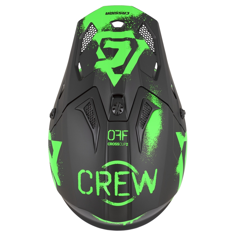 Κράνος μοτοκρός Cassida Cross Cup 2 Crew ματ μαύρο-φλουορ πράσινο
