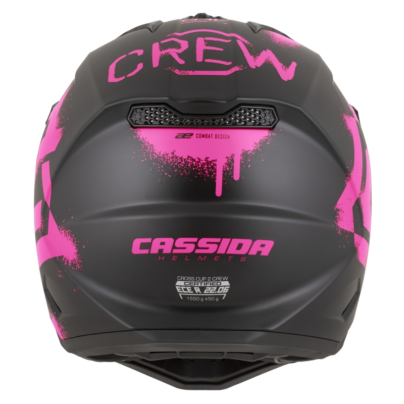 Κράνος μοτοκρός Cassida Cross Cup 2 Crew ματ μαύρο-φλουορόζ ροζ