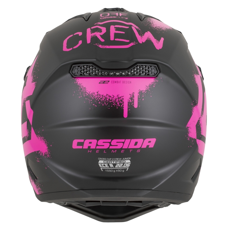 Παιδικό κράνος motocross Cassida Cross Cup 2 Crew Junior ματ μαύρο-φλουορόζ ροζ