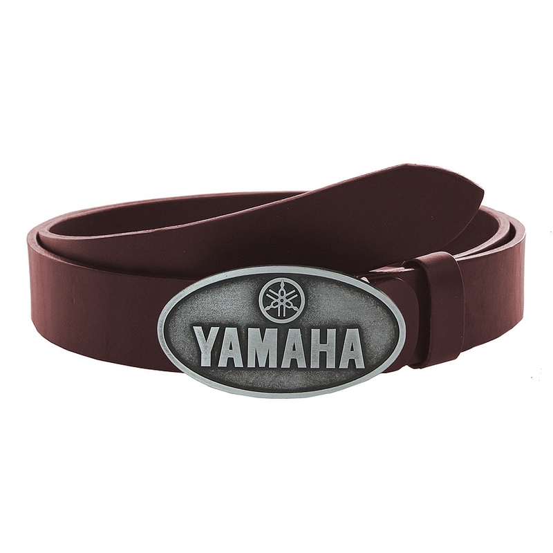 Δερμάτινη ζώνη moto με αγκράφα Yamaha καφέ