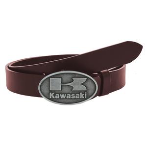 Δερμάτινη ζώνη moto με πόρπη Kawasaki καφέ