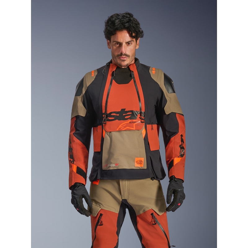 Μπουφάν μοτοσικλέτας Alpinestars Halo PRO Drystar XF ανοιχτό καφέ-σκούρο πορτοκαλί-μαύρο