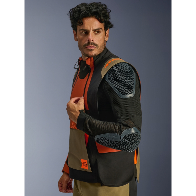 Μπουφάν μοτοσικλέτας Alpinestars Halo PRO Drystar XF ανοιχτό καφέ-σκούρο πορτοκαλί-μαύρο