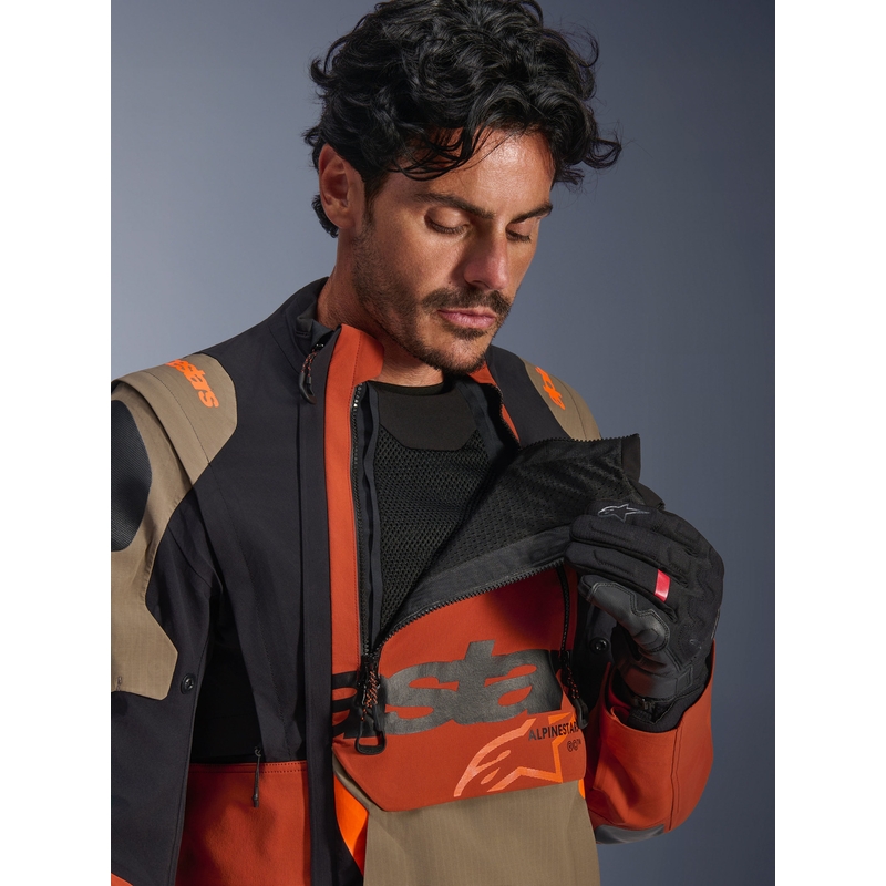 Μπουφάν μοτοσικλέτας Alpinestars Halo PRO Drystar XF ανοιχτό καφέ-σκούρο πορτοκαλί-μαύρο