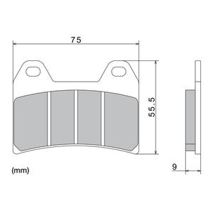 Τακάκια φρένων NISSIN ημιμεταλλικό μείγμα 76x55.5x9 mm 2 τεμ.