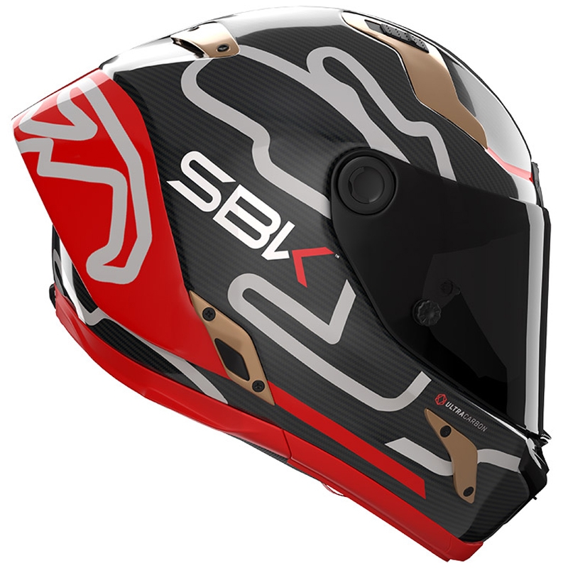 Κράνος μοτοσικλέτας Nolan X-804 RS Ultra Carbon SBK Full Face, γυαλιστερό μαύρο-κόκκινο-χρυσό