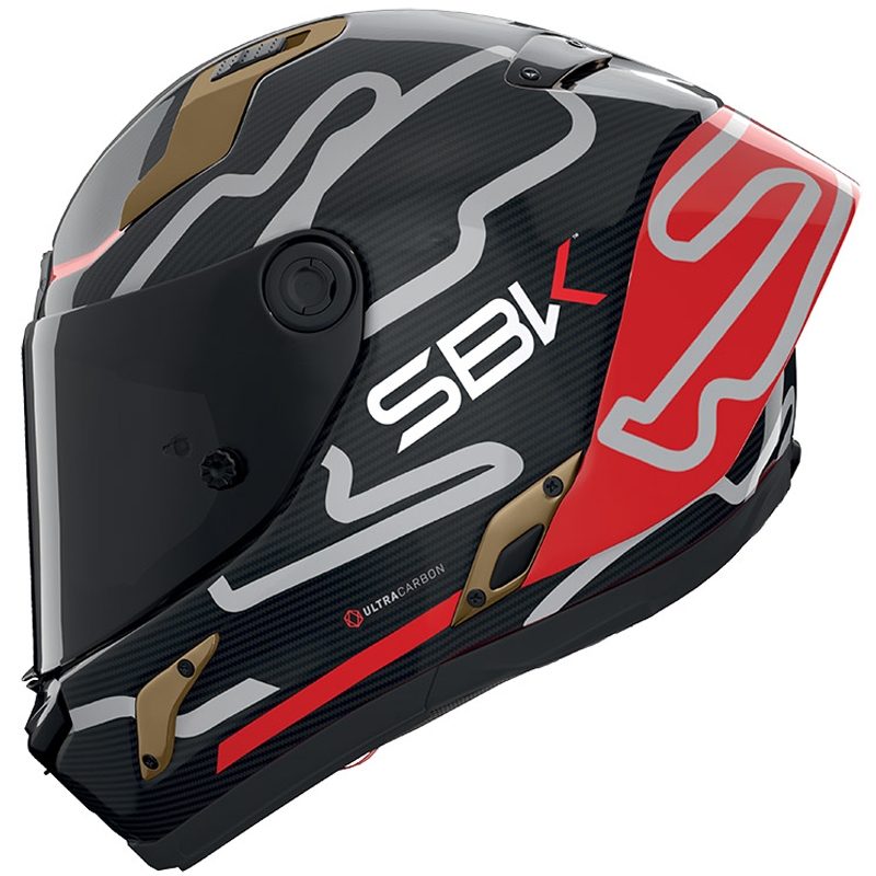 Κράνος μοτοσικλέτας Nolan X-804 RS Ultra Carbon SBK Full Face, γυαλιστερό μαύρο-κόκκινο-χρυσό