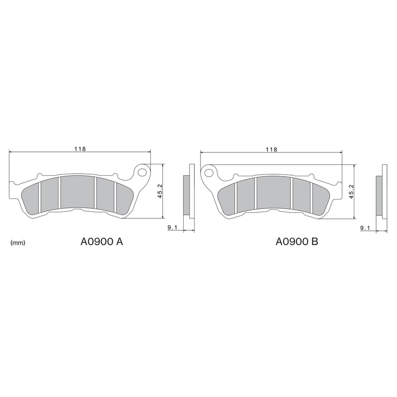 Τακάκια φρένων NISSIN ημιμεταλλικό μείγμα 118x45.2x9.1 mm 2 τεμ.