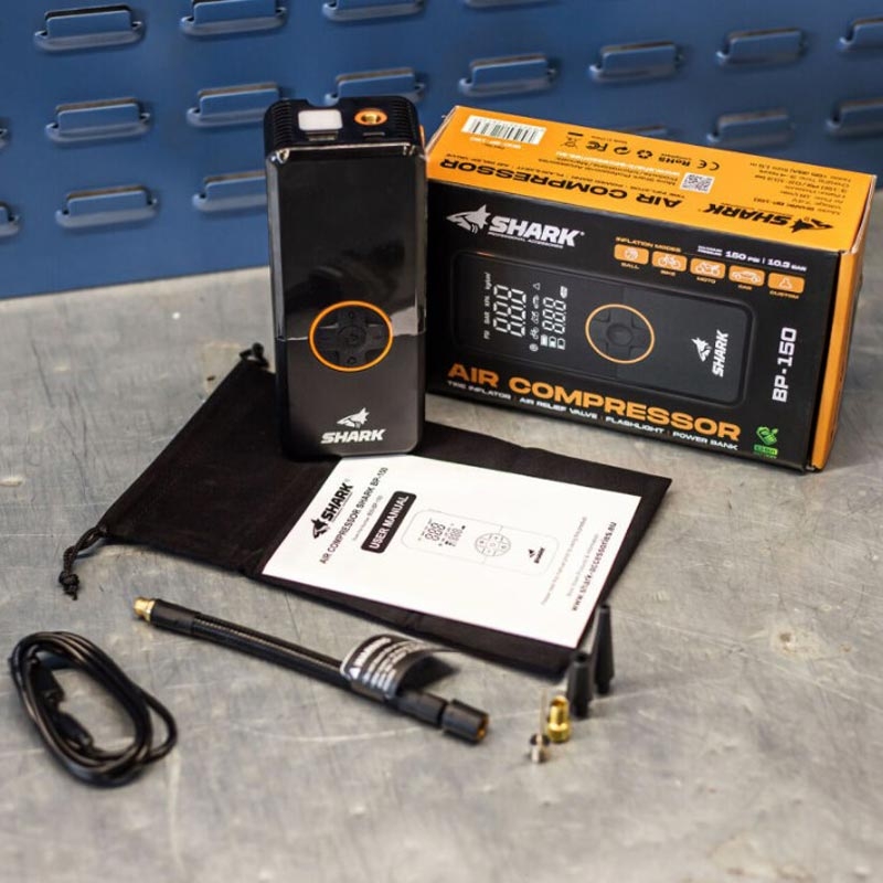 Συμπιεστής μπαταρίας με power bank SHARK BP-150 μαύρο