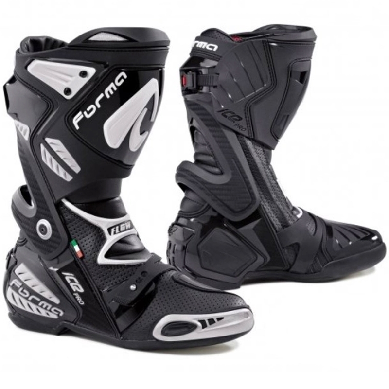 Forma Ice Pro Flow λευκές και μαύρες μπότες μοτοσικλέτας