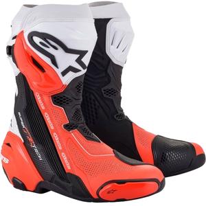 Alpinestars Supertech R Vented Black-White-Fluo Red μπότες μοτοσικλέτας