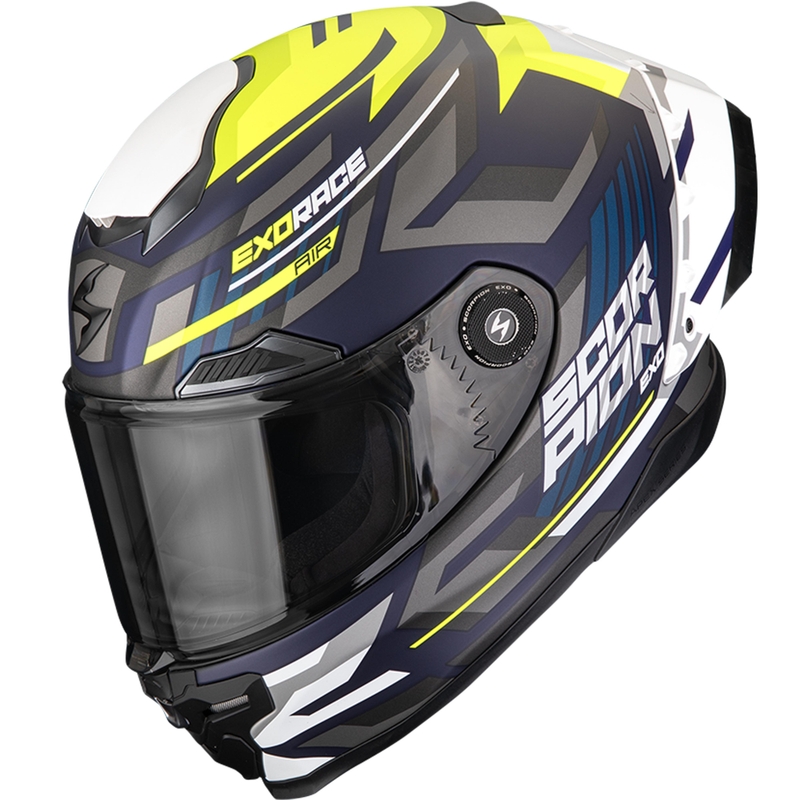 Κράνος μοτοσικλέτας Scorpion EXO-RACE Air Kobra FIM2 full face, ματ μπλε-φλουορ κίτρινο