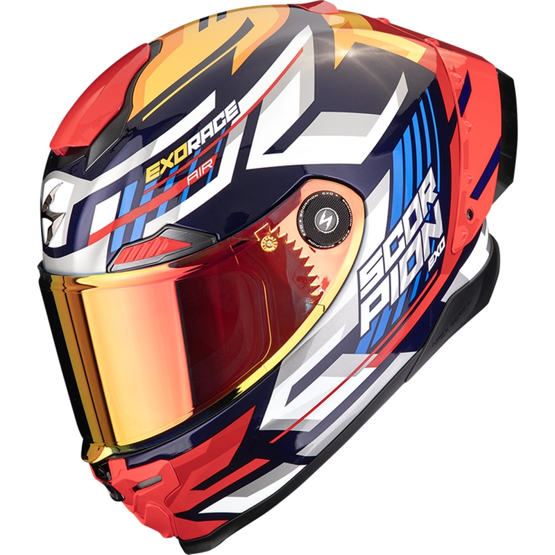 Κράνος μοτοσικλέτας Scorpion EXO-RACE Air Kobra FIM2 full face μπλε-κίτρινο-κόκκινο