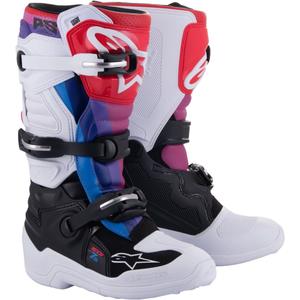Μπότες Motocross Alpinestars Tech 7 S για Παιδιά Λευκό-Μαύρο-Κόκκινο-Μπλε-Μωβ