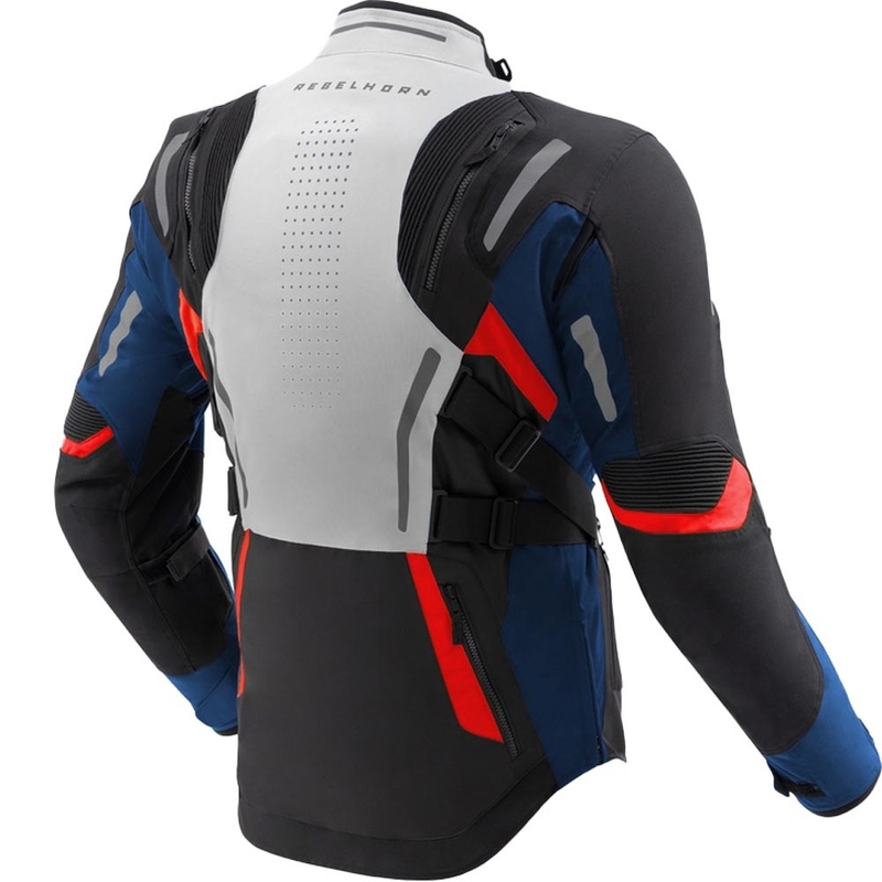 Μπουφάν μοτοσικλέτας Rebelhorn Hiker IV ανοιχτό γκρι-μπλε-κόκκινο