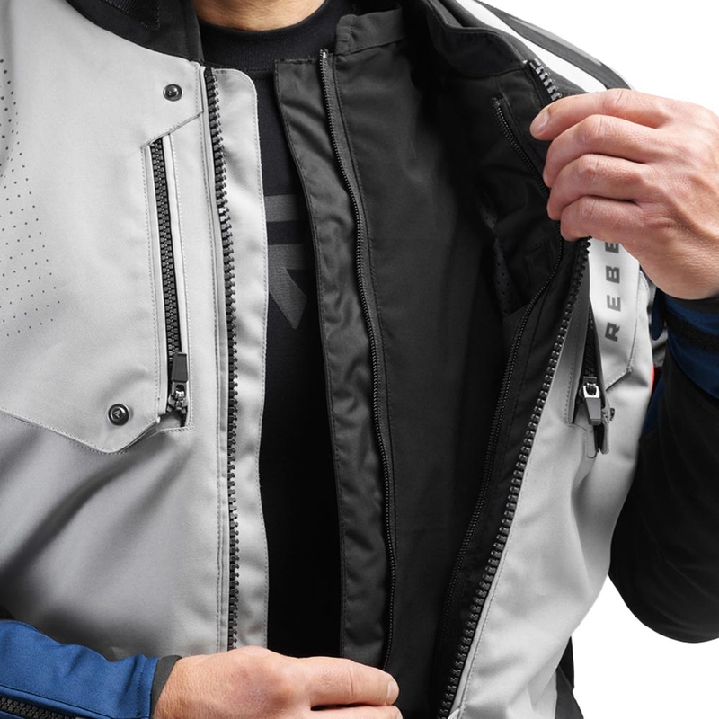 Μπουφάν μοτοσικλέτας Rebelhorn Hiker IV ανοιχτό γκρι-μπλε-κόκκινο