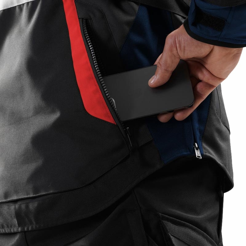 Μπουφάν μοτοσικλέτας Rebelhorn Hiker IV ανοιχτό γκρι-μπλε-κόκκινο