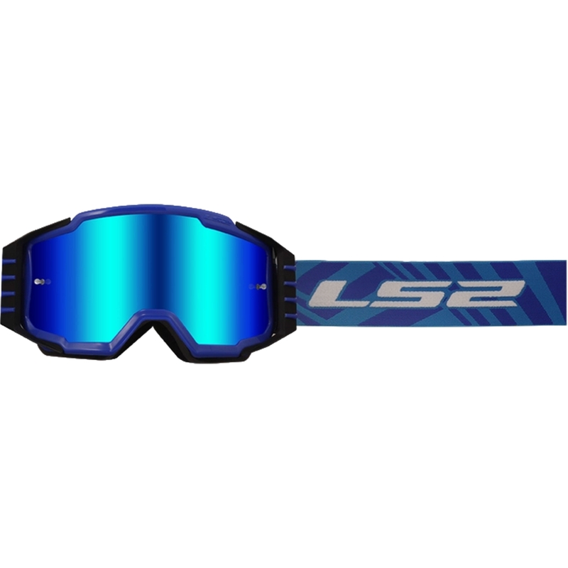 Γυαλιά motocross LS2 Charger PRO μπλε με πλεξιγκράμ ιριδίου