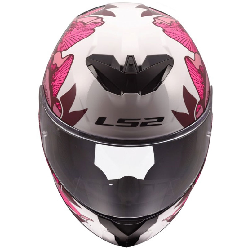 Κράνος μοτοσικλέτας full face LS2 FF820 Rapid III Poppies II γυαλιστερό λευκό-ροζ