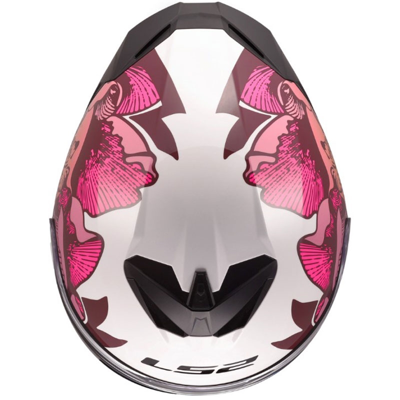 Κράνος μοτοσικλέτας full face LS2 FF820 Rapid III Poppies II γυαλιστερό λευκό-ροζ