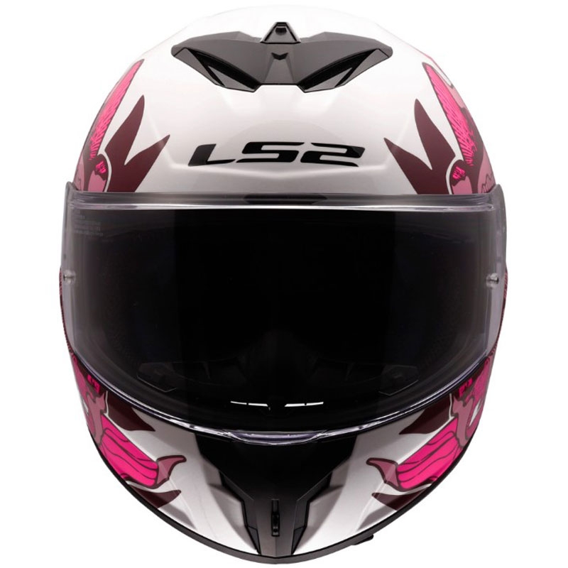 Κράνος μοτοσικλέτας full face LS2 FF820 Rapid III Poppies II γυαλιστερό λευκό-ροζ