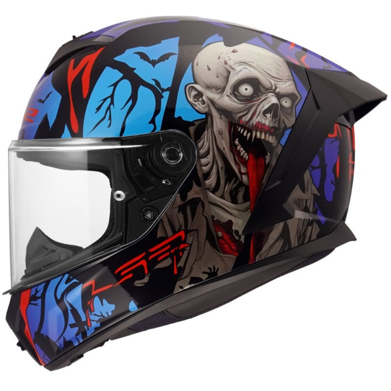 Κράνος μοτοσικλέτας full face LS2 FF820 Rapid III Zombie II γυαλιστερό μαύρο-κόκκινο-μπλε